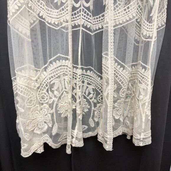 Lane Bryant Size 22/24 Sheer Creme Lace Open Front Cardigan Kimono Embroidered - Picture 7 of 12